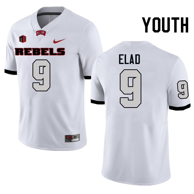 Youth #9 Jett Elad UNLV Rebels College Football Jerseys Stitched-White